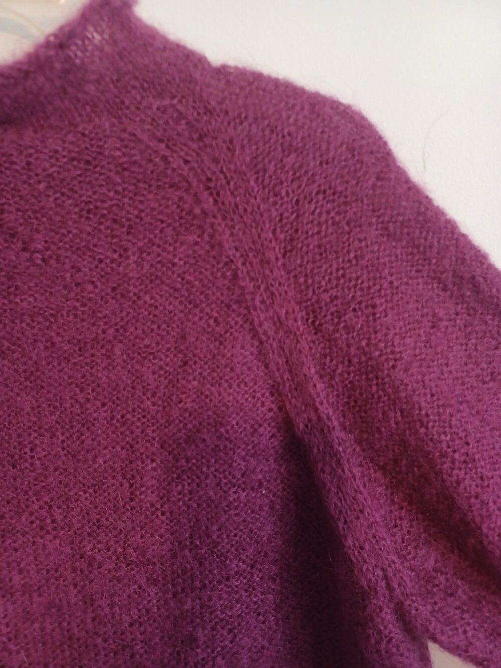 Pure Mohair Yarn Plum Raspberry Sweater Dress/Tunic Handmade L/XL - Picture 10 of 10